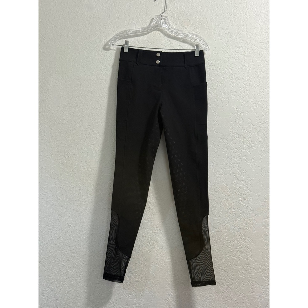 Free Ride Equestrian Black Full Seat Silicone Mesh Breeches Riding Leggings 28